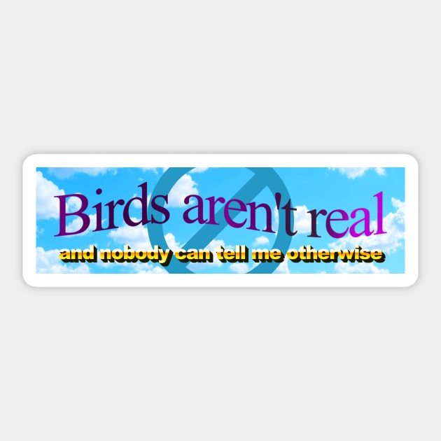 Birds aren't real (And nobody can convince me otherwise) Sticker by Big Tees